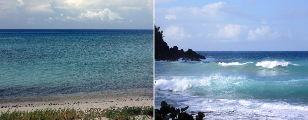 A quiet beach and breaking surf on the St. Thomas coast